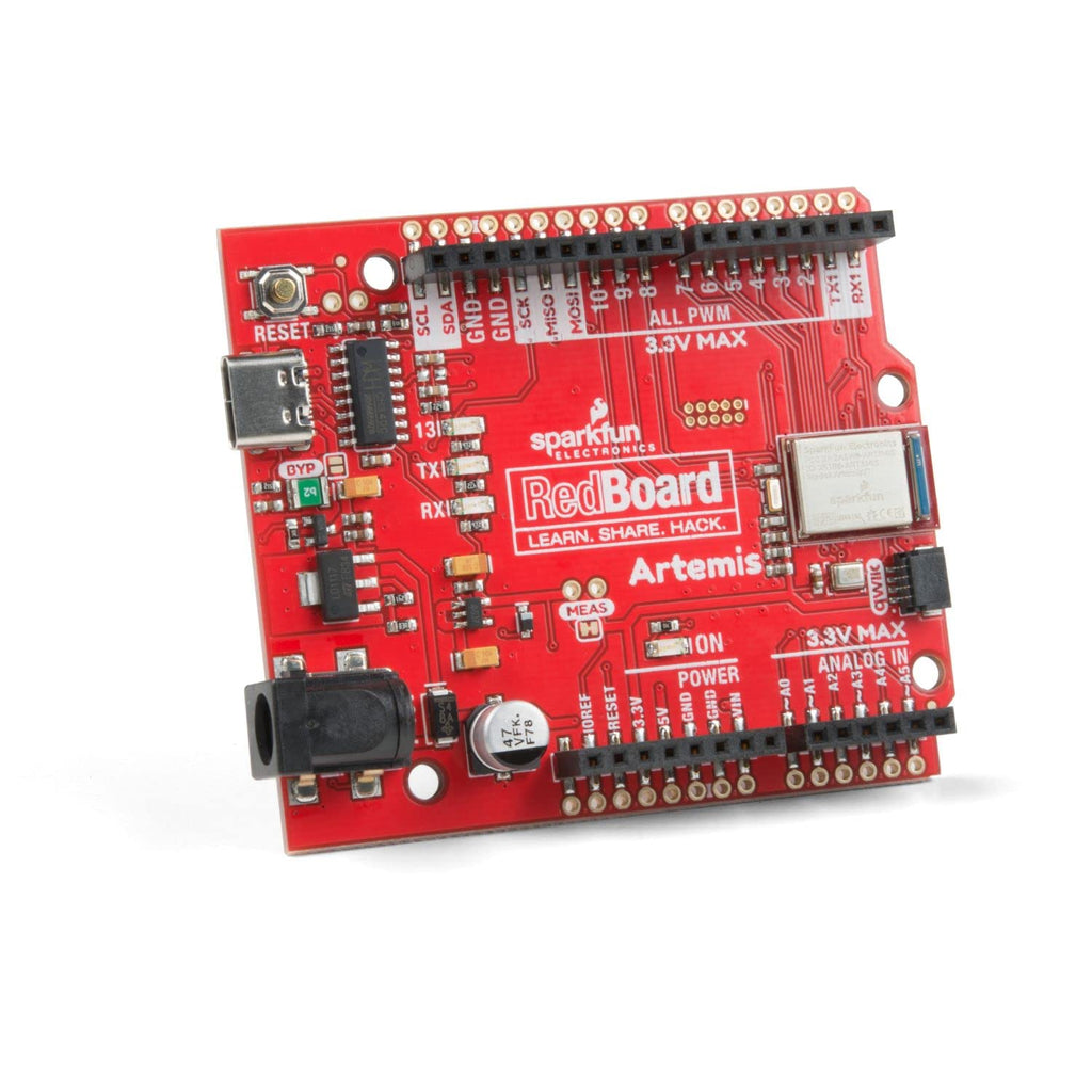  [AUSTRALIA] - SparkFun RedBoard Artemis Machine Learning Development Board Includes BLE One megabyte of Flash USB-C connector Qwiic I2C MEMS microphone Compatible with Arduino IDE Run TenserFlow models R3 footprint