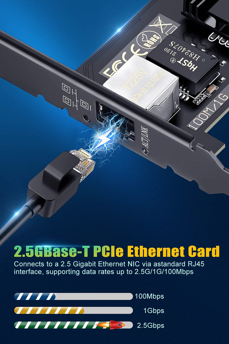 [AUSTRALIA] - 2.5GBase-T PCI Express Gigabit Network Card for Gaming, Streaming, 2.5G/1G/100Mbps PCIe Ethernet Network Adapter RJ45 LAN Controller for PC, Support Windows 10/11, Standard & Low-Profile Brackets