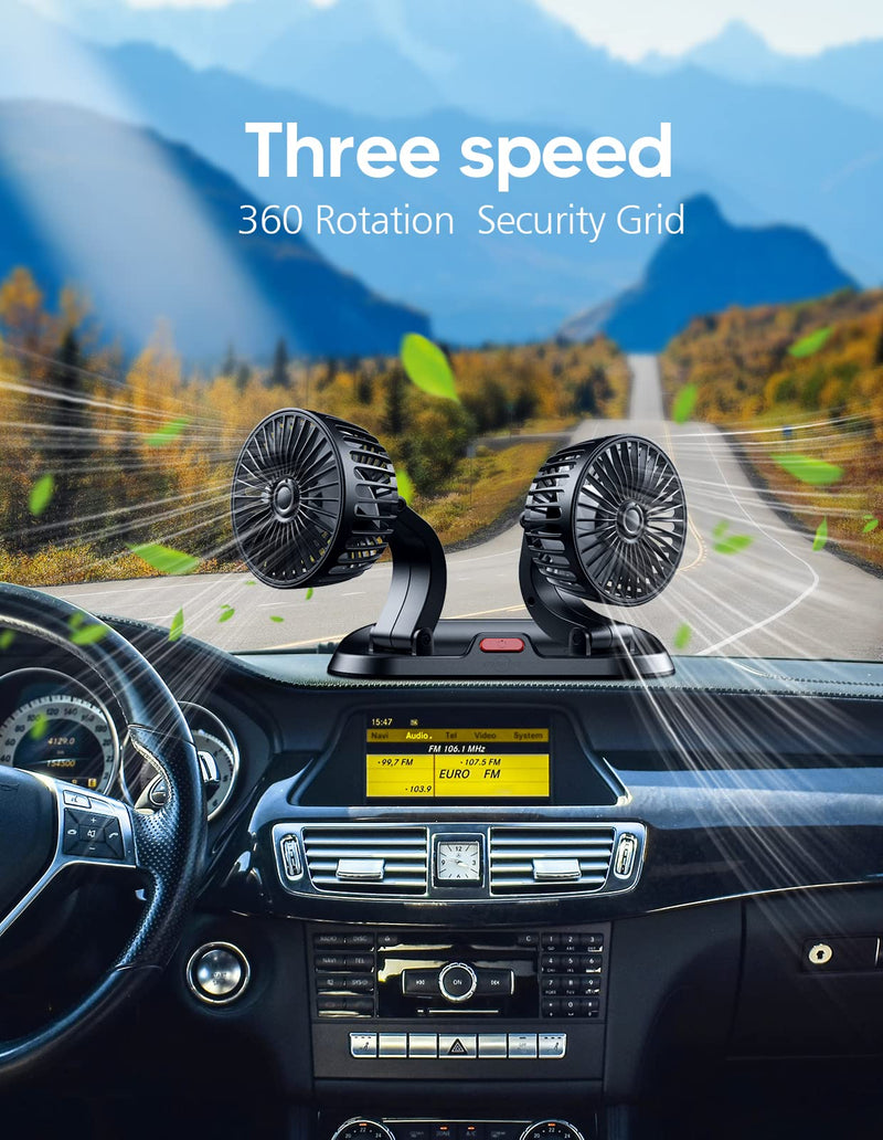  [AUSTRALIA] - odbowuge CAR FAN,USB Portable Fan for Car with 3 Speed,360 Degree Rotatable Dual Head Fan,Strong Wind Electric Auto Car Fans for Dashboard Suv Rv Tuck Boat Sedan Home Office (Dual Head USB Plug) Dual Head USB Plug