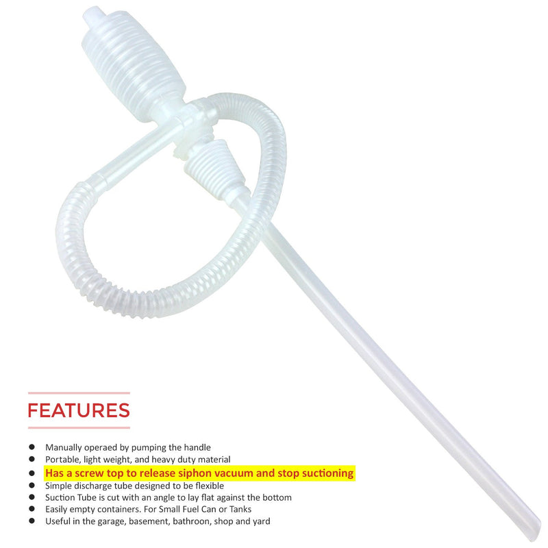 TERAPUMP TRCSIPHON Acid and Water Based Chemicals Resistant Manual Hand Siphon Pump (Applicable Liquids: Thinner, Toluene, Hydrochloric Acid 35%, Gasoline, Diesel, Chemical insecticides, etc.) - LeoForward Australia