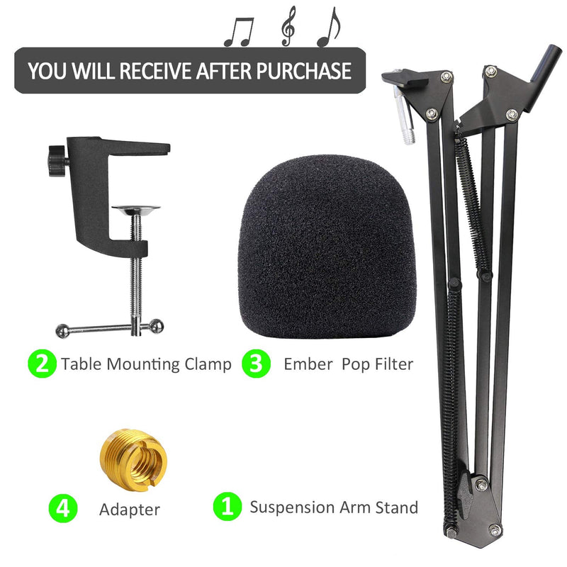  [AUSTRALIA] - Blue Ember Boom Arm Stand with Pop Filter - Mic Stand with Foam Cover Windscreen for Blue Ember Microphone by YOUSHARES