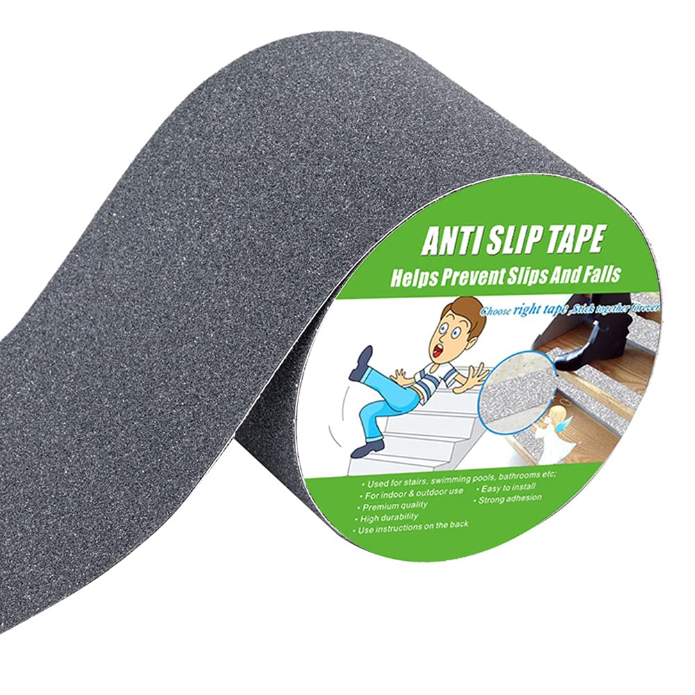  [AUSTRALIA] - Anti Slip Tape, High Traction,Strong Grip Abrasive, Not Easy Leaving Adhesive Residue, Indoor & Outdoor (4" Width x 190" Long, Gray) 4" Width x 190" Long