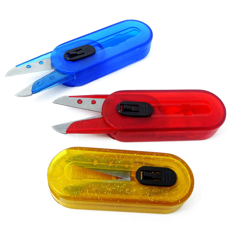  [AUSTRALIA] - yueton 2pcs Mini Portable Collapsible Scissors Storage Box Cutter with Hussif Outdoor Travel Cutting Sewing Tool for Paper, Thin Thread, Fishing Line