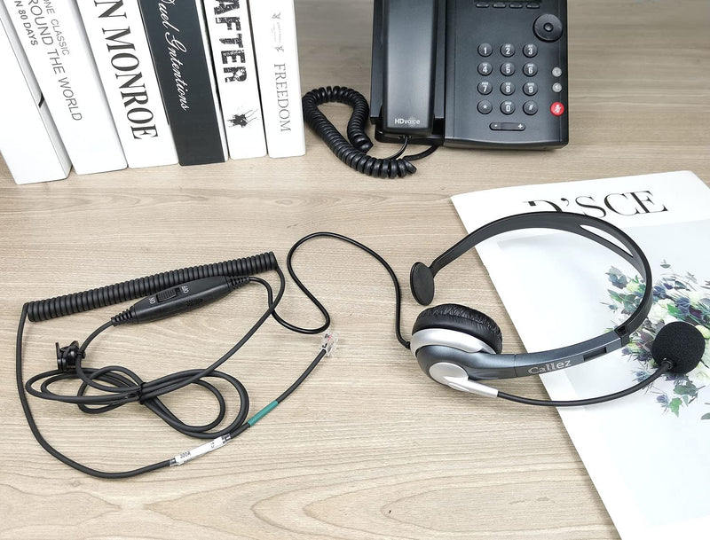  [AUSTRALIA] - Callez Corded RJ9 Telephone Headset Mono with Noise Canceling Mic Work for ShoreTel 230 420 480 Polycom VVX310 VVX311 VVX410 VVX411 Avaya 1408 1416 5410 NEC Nortel Office Landline Deskphones W300A1