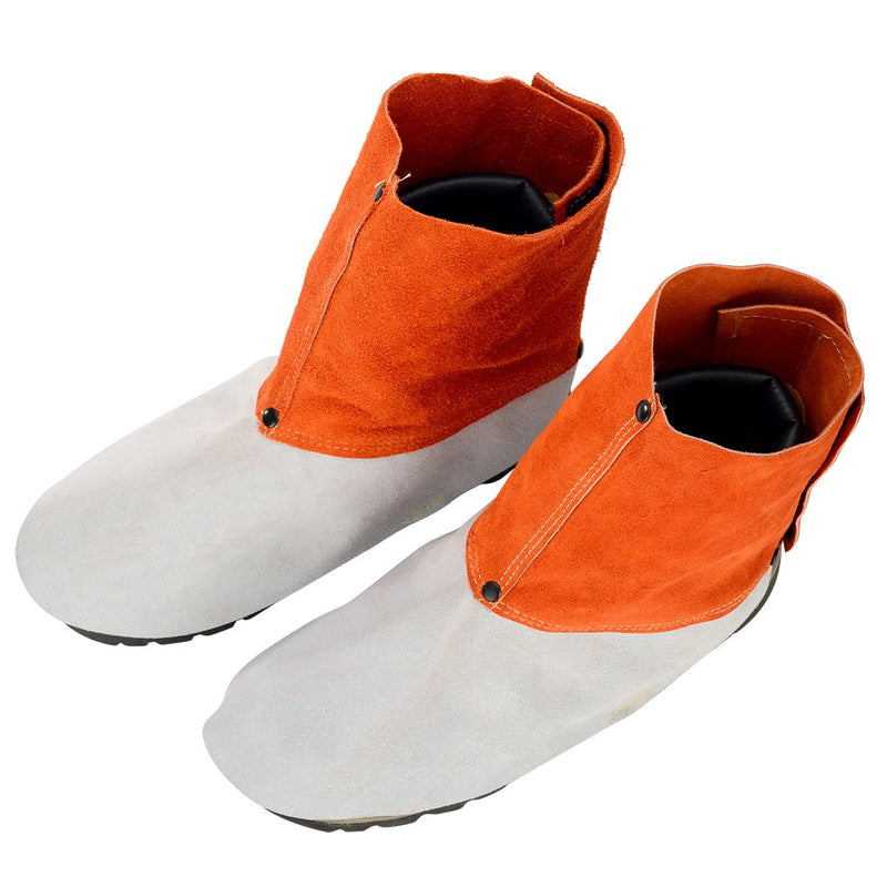  [AUSTRALIA] - QeeLink Leather Welding Spats - Heat and Abrasion Resistant Welding Boot Covers - Shoes Protectors - Welding Gaiters, 1 Pair