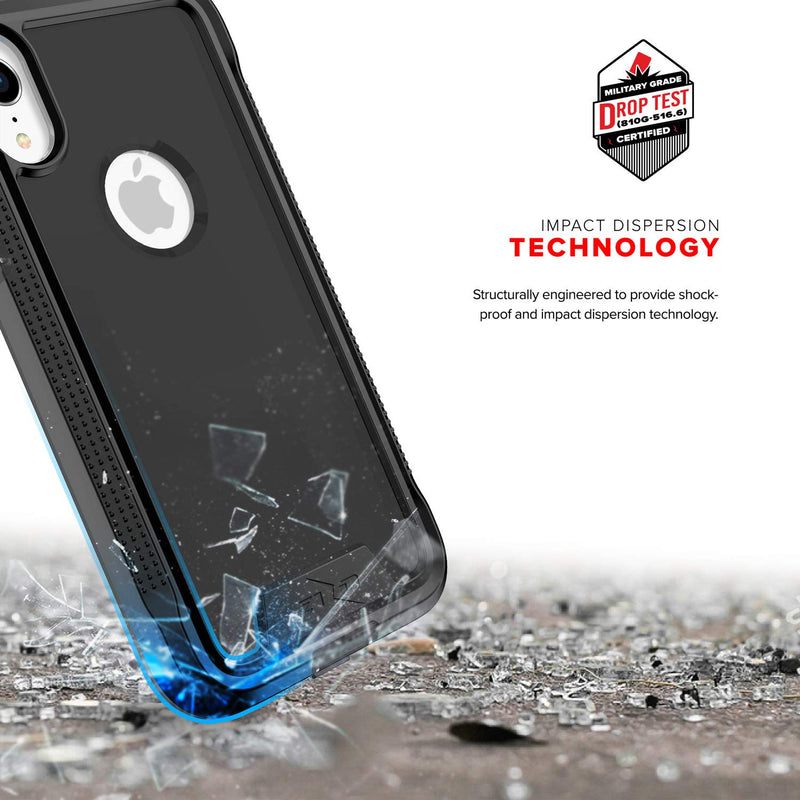  [AUSTRALIA] - ZIZO ION Series for iPhone XR Case Military Grade Drop Tested with Tempered Glass Screen Protector Black Smoke Black/Smoke