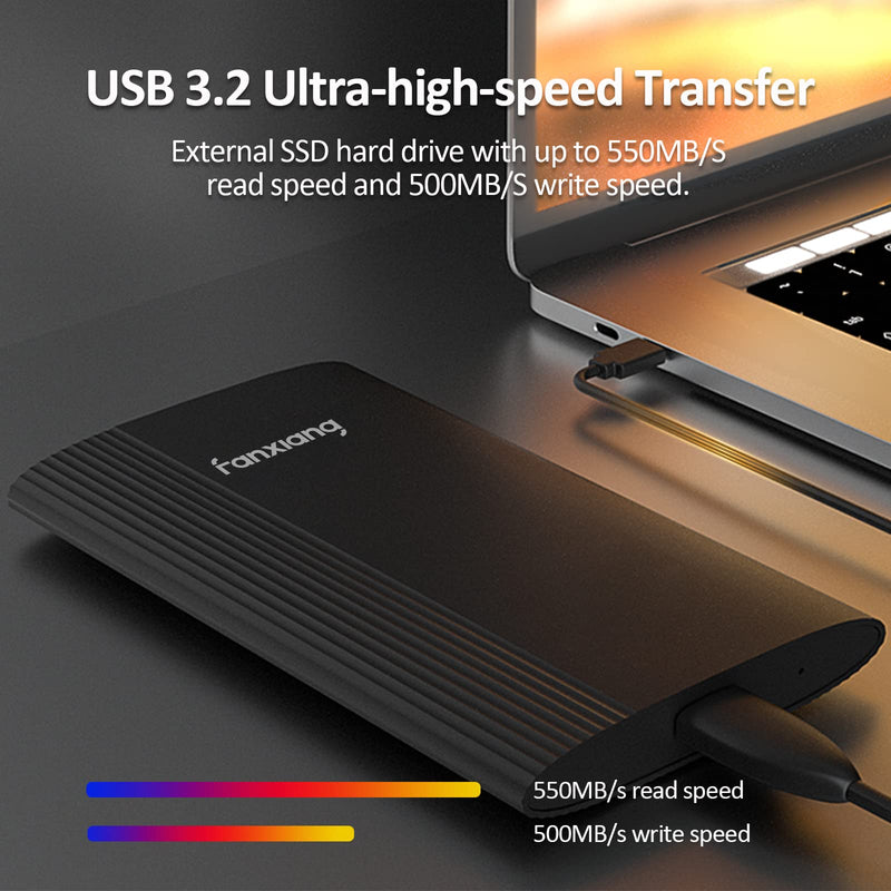  [AUSTRALIA] - Fanxiang P105 External Solid State Drive USB 3.2 Gen2, 512GB SSD External Hard Drive with C to A and C to C Cables, Portable SSD Compatible with PC/Mac/Android/Game Consoles(Black)