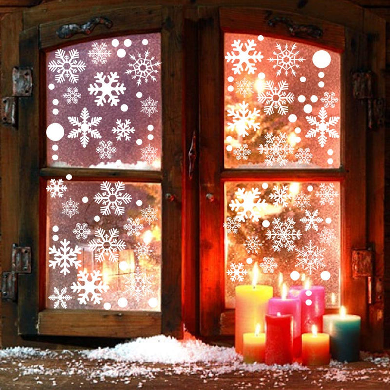  [AUSTRALIA] - 180pcs White Snowflakes Window Clings Decals Stickers,Christmas Winter Wonderland Ornaments Party Supplies Home Decorations（4 Sheets） 180PCS