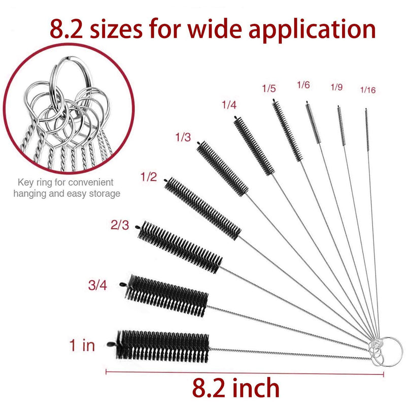 Long Straw Brush, Nylon Pipe Tube Cleaner 8.2-ihch 10 Different Diameters Set of 10 - LeoForward Australia