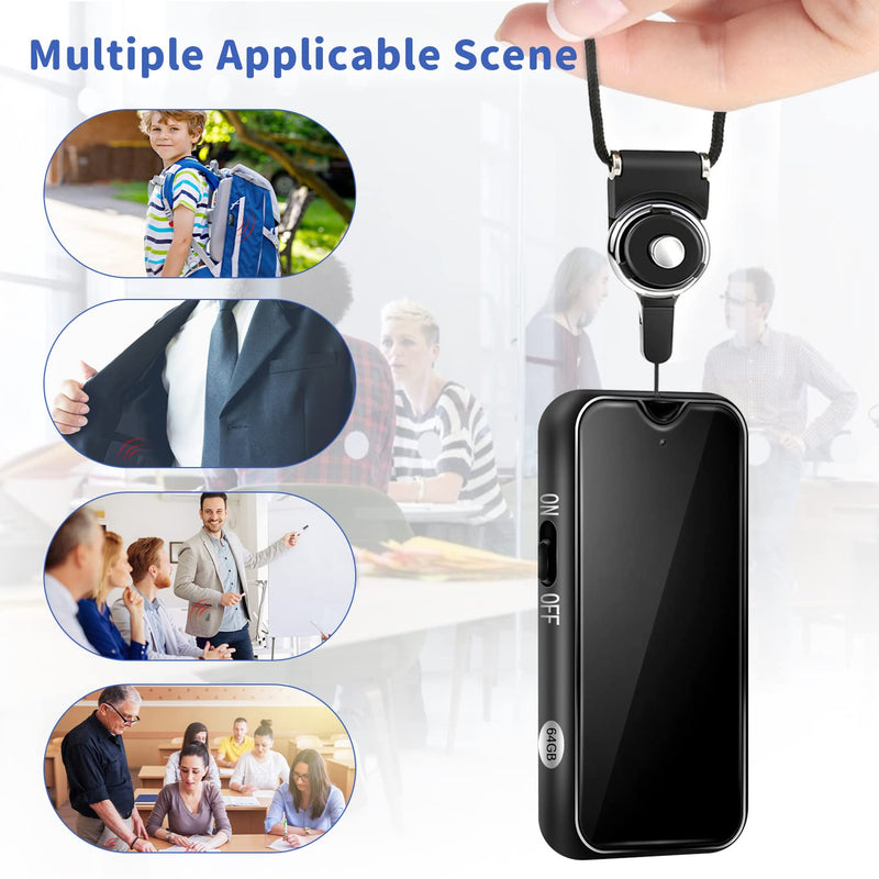  [AUSTRALIA] - Voice Recorder, 64GB(4552 Hours) Large Memory Voice Recorders|Magnet Adsorption Long Lasting Voice Recording Device with Android OTG, Compatible with Windows iOS Smart Phone