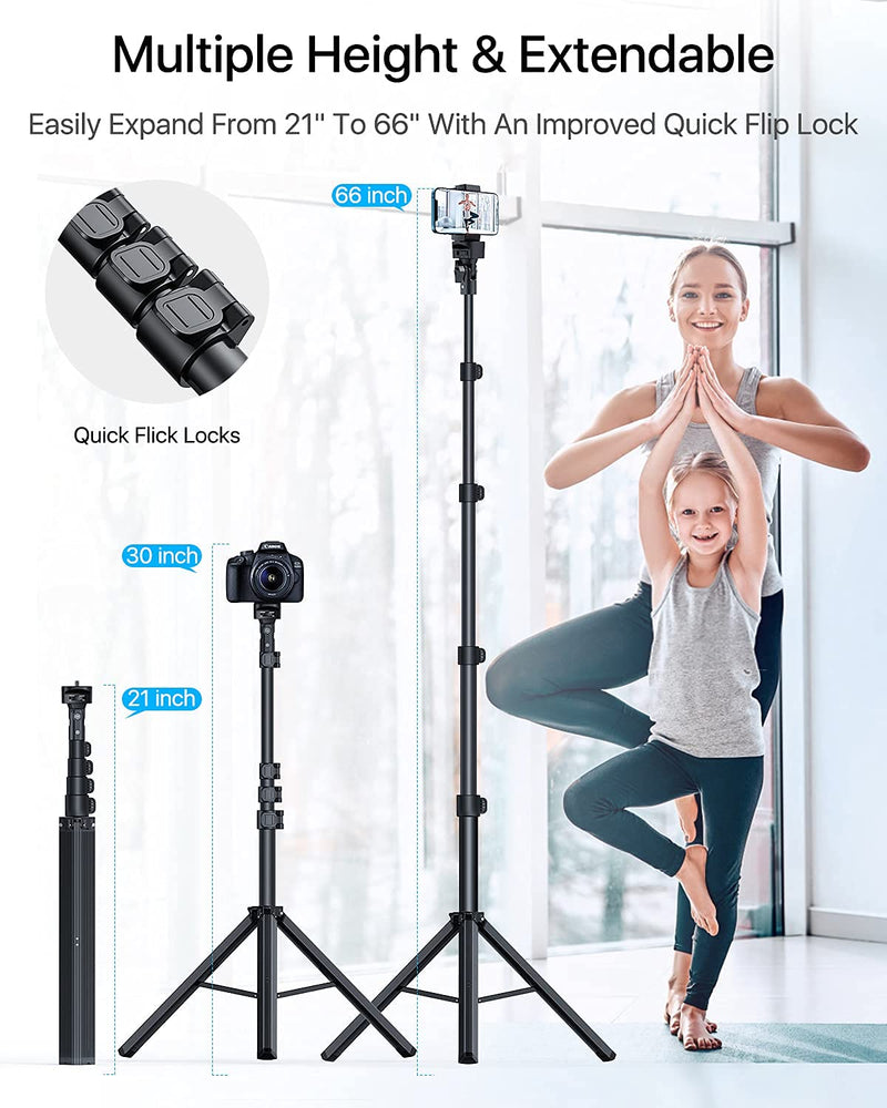  [AUSTRALIA] - [Newest] Phone Tripod - 66" [Stable & Portable] iPhone Tripod Stand with Remote, NEXBOOM Travel Tripod for iPhone Compatible with iPhone 13 Pro Max / 13 Pro / 12 Pro Max/Samsung S21/ Camera/GoPro