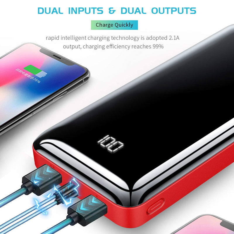 Portable Charger Power Bank Bextoo 30000mAh High Capacity External Battery with Full LCD Digital Display,Smaller Size Backup Battery Pack Compatible with Smart Phone, Android Phone, Tablet and More Red - LeoForward Australia