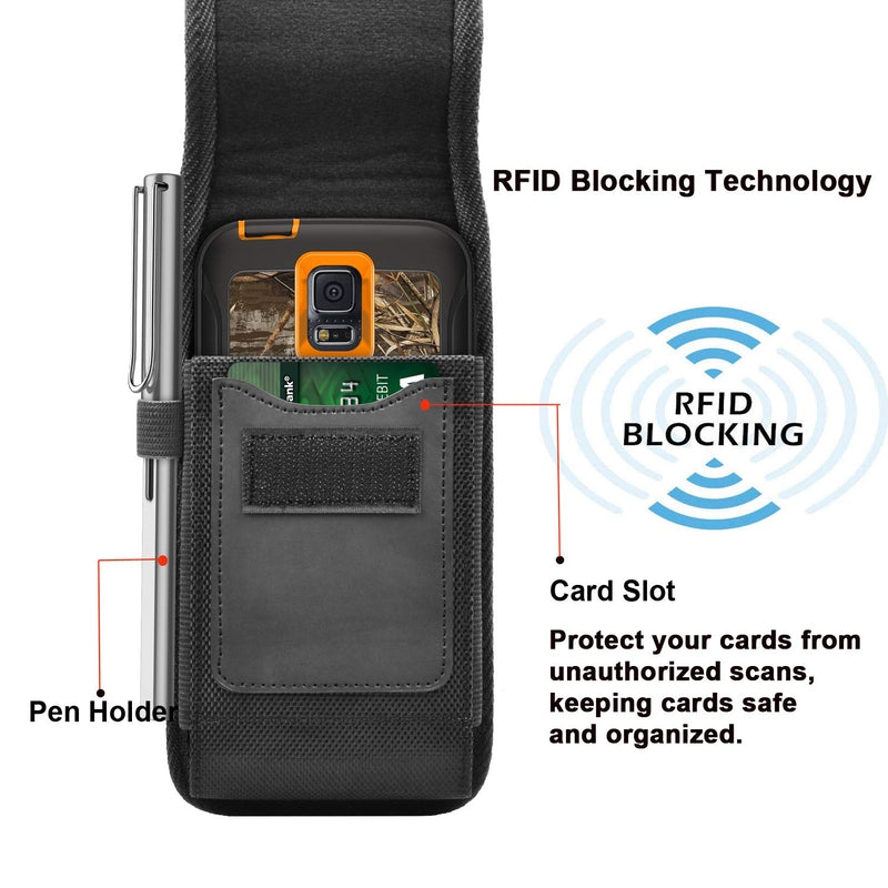  [AUSTRALIA] - Takfox Phone Holster for Samsung Galaxy S21 Ultra S21 Plus S20 S10+S9 S8 Note 20,A01 A11 A21 A51 A71 A10e A02S A12 A32,K51 Stylo 6 Nylon Cell Phone Belt Clip Holster Carrying Pouch w Card Holder,Black