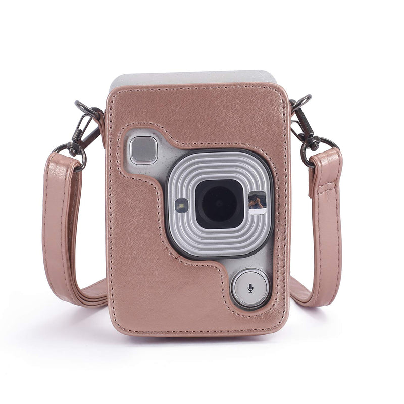 [AUSTRALIA] - Phetium Protective Case Compatible with Instax Mini Liplay Hybrid Instant Camera and Printer, Soft PU Leather Bag with Removable/Adjustable Shoulder Strap (Blush Gold) Blush Gold