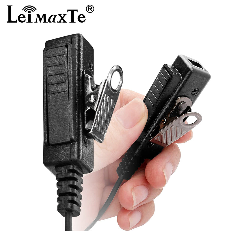  [AUSTRALIA] - LEIMAXTE Two Way Radio Headset Compatible with Baofeng, Kenwood 2 Pin Walkie Talkie Surveillance Earpiece with Mic PTT, Acoustic Tube Black Cable