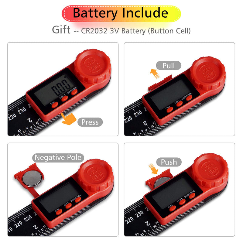  [AUSTRALIA] - in 1 Digital Protractor Aweohtle 360° Multi Angle Ruler with LCD Display and HOLD and Lock Function for Woodworking, Home Work, Craftsmen - 300 mm/11 Inch