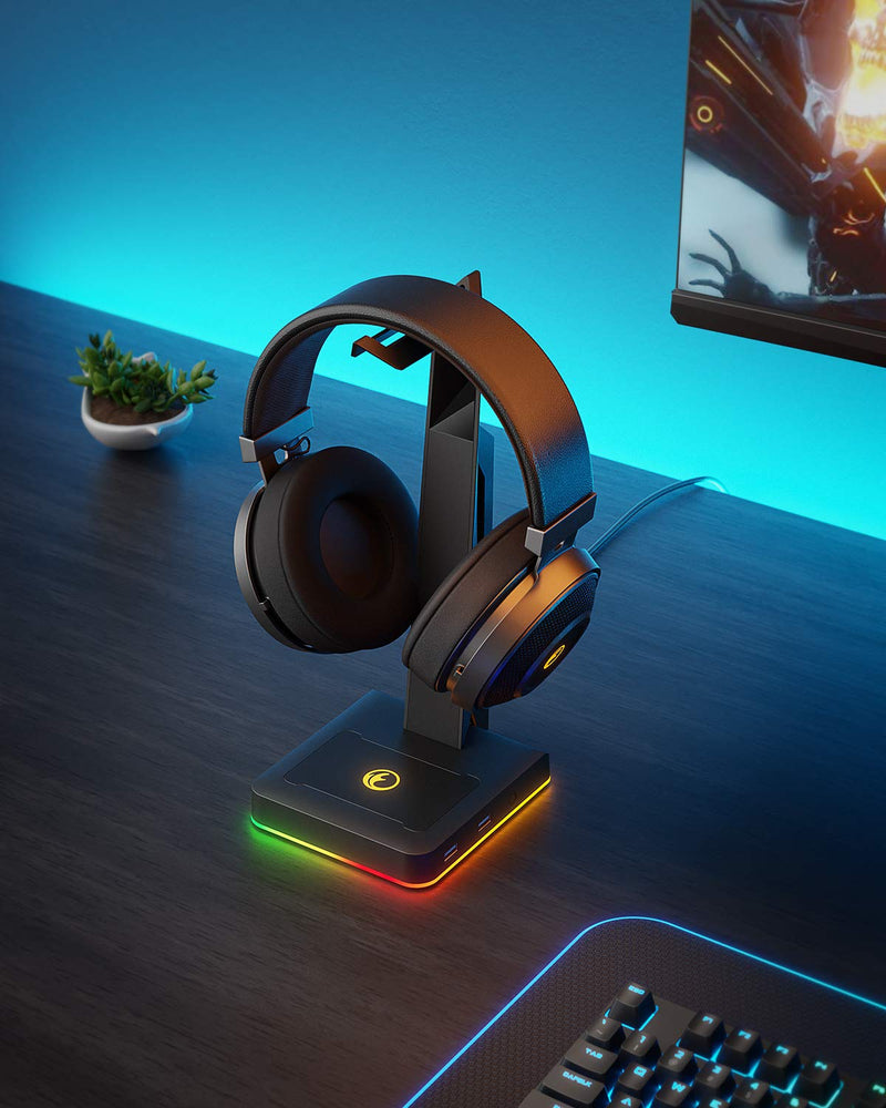 IFYOO RGB Gaming Headset Stand with 2 USB Ports, Game Headphone Mount for PC, Xbox One, PS4, Switch, Earphone Holder Hanger for Bose, Beats, Sony, Sennheiser, Jabra, JBL, AKG, Fancy Gaming Accessories - LeoForward Australia