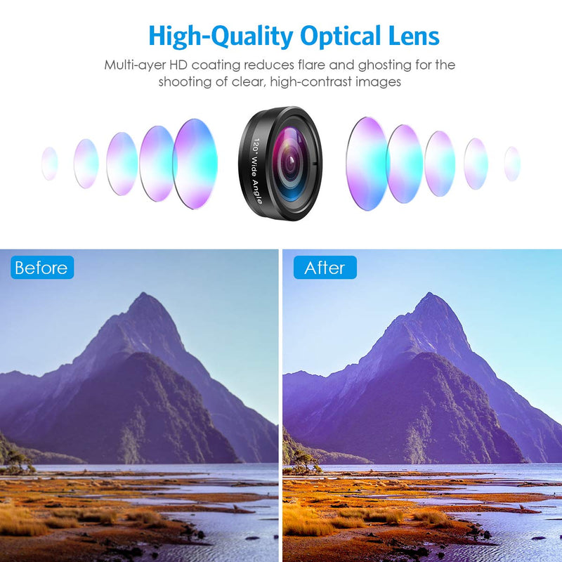  [AUSTRALIA] - Criacr Phone Camera Lens, 198° Fisheye Lens, 15X Macro Lens, 0.65X Wide Angle Lens, Clip-On 3 in 1 Cell Phone Lens for Live Video, Compatible with iPhone 13, X XR, Samsung, Other Smartphones