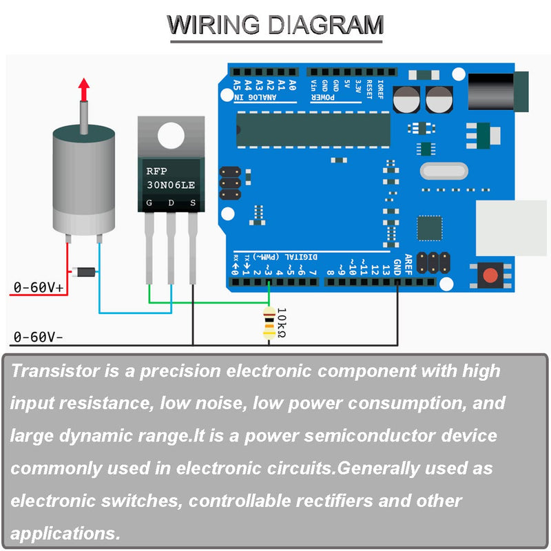  [AUSTRALIA] - Youmile 20pcs RFP30N06LE Mosfet Transistor 30A 60V N-Channel Power MOSFET Transistor ESD Rated TO-220 with Heatsink Screw Washer Rubber Silicone Screwdriver for Arduino