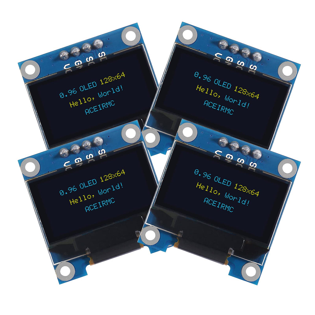  [AUSTRALIA] - ACEIRMC 4pcs 0.96 Inch OLED Module 12864 128x64 SSD1315 Driver IIC I2C Serial Self-Luminous Display Board Compatible with Arduino Raspberry PI (Blue and Yellow) Blue and Yellow