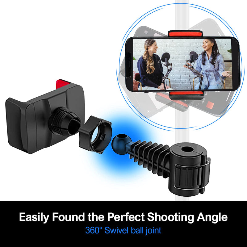  [AUSTRALIA] - LimoStudio 360° Rotatable Phone Holder Ring Light Attachment, Attaching on Stand, Compatible with Most Smartphones, for Tripods, Makeup, Video Conferencing, Gaming Live Stream, Photography, AGG3226