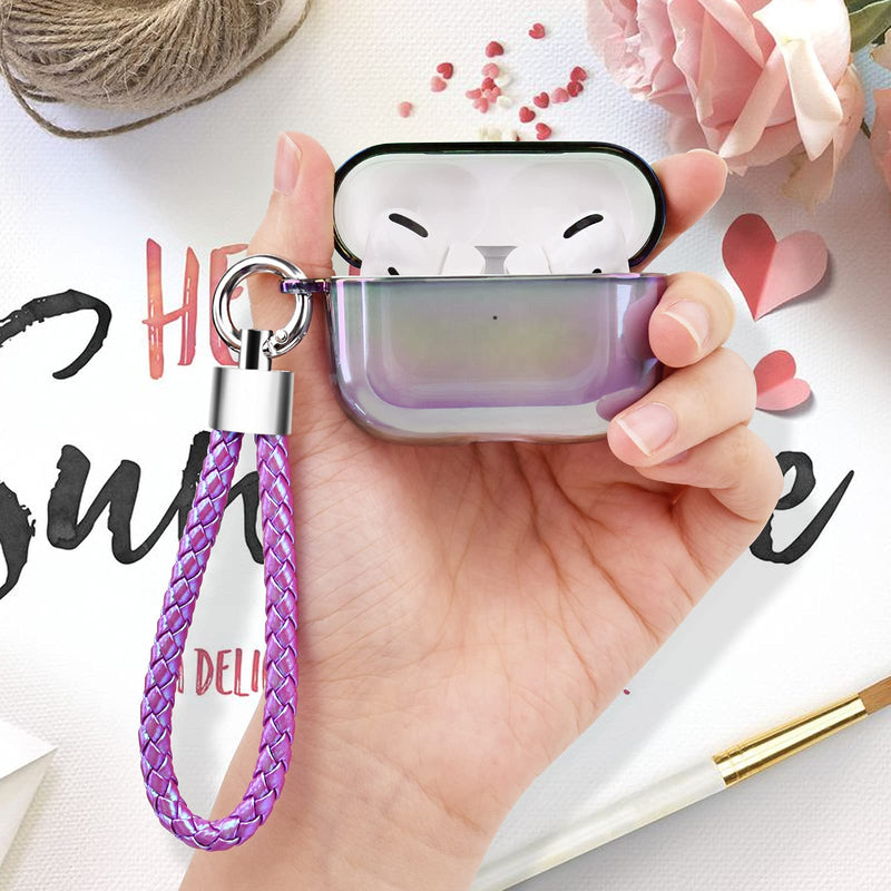  [AUSTRALIA] - AIRSPO AirPods Pro Case Cover Clear Lasher Hard PC Protective Case Colorful AirPod Pro Cover Skin Compatible with Apple AirPods Pro with Keychain (Glittery Purple) Glittery Purple