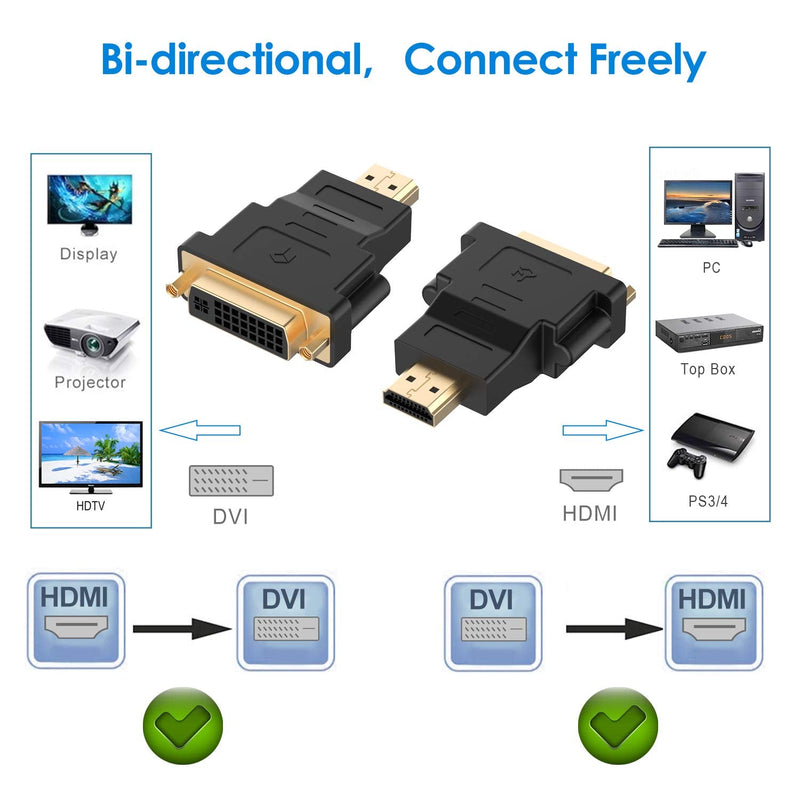  [AUSTRALIA] - Rankie 2-Pack HDMI (Male) to DVI (Female) Adapter (Black)