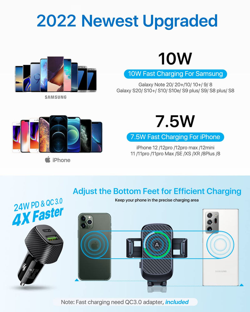  [AUSTRALIA] - [Fast Charging] andobil 15in Cup Holder Wireless Charger, [Easily Install & Adjust] Gooseneck Car Cup Holder Phone Mount, Fit for iPhone 13 12 Pro Max X Samsung Galaxy S21 Note 20 LG & All Smartphones Black