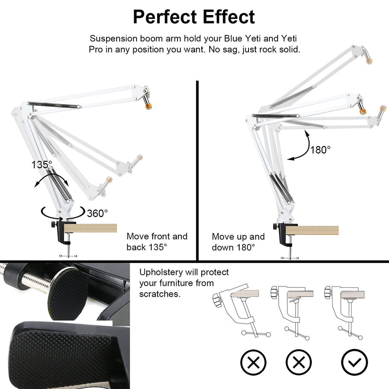  [AUSTRALIA] - YOUSHARES Mic Stand with Pop Filter - Microphone Boom Arm Stand with Foam Cover Windscreen Compatible with white Blue Snowball iCE Mic by YOUSHARES