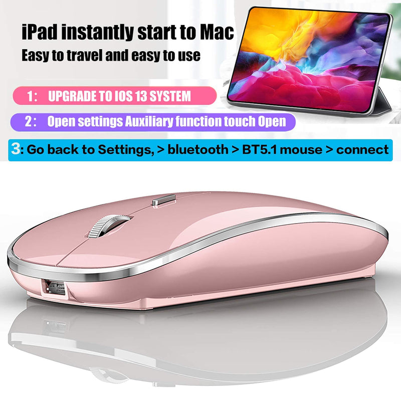 Bluetooth Mouse Wireless Bluetooth Mouse for iPad Mac MacBook Pro MacBook Air iMac Chromebook Desktop Computer Rose Gold - LeoForward Australia