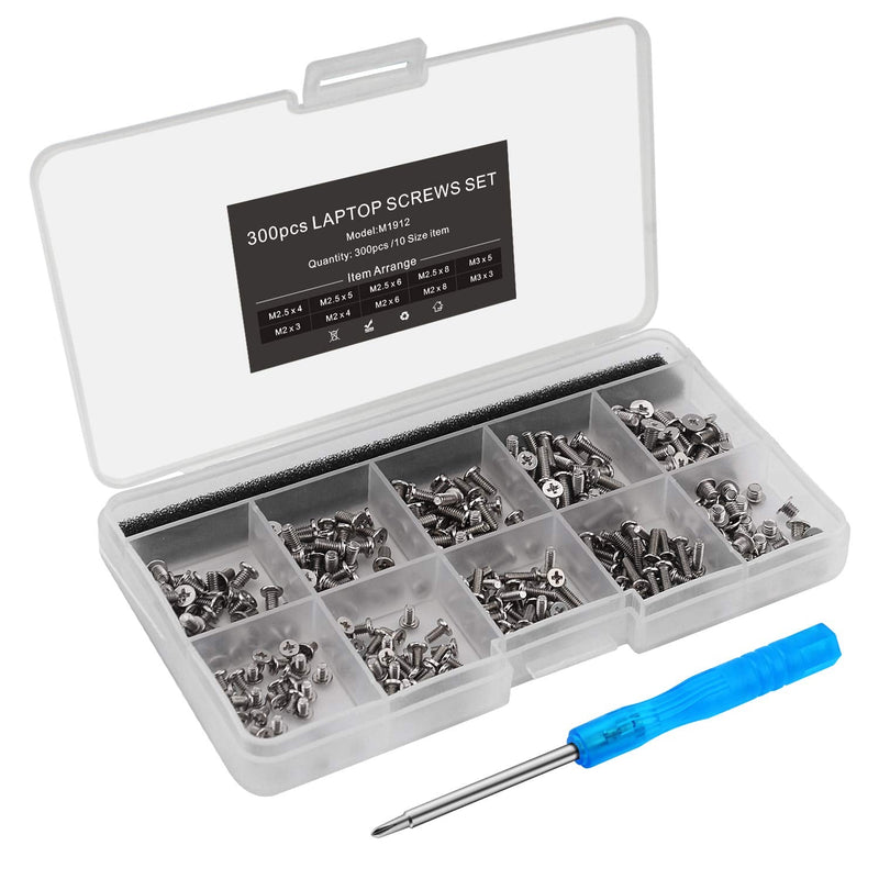  [AUSTRALIA] - Mcsher 300pcs Laptop Notebook Screws Kit Set for HP Dell Lenovo Samsung Sony Toshiba Gateway - Silver