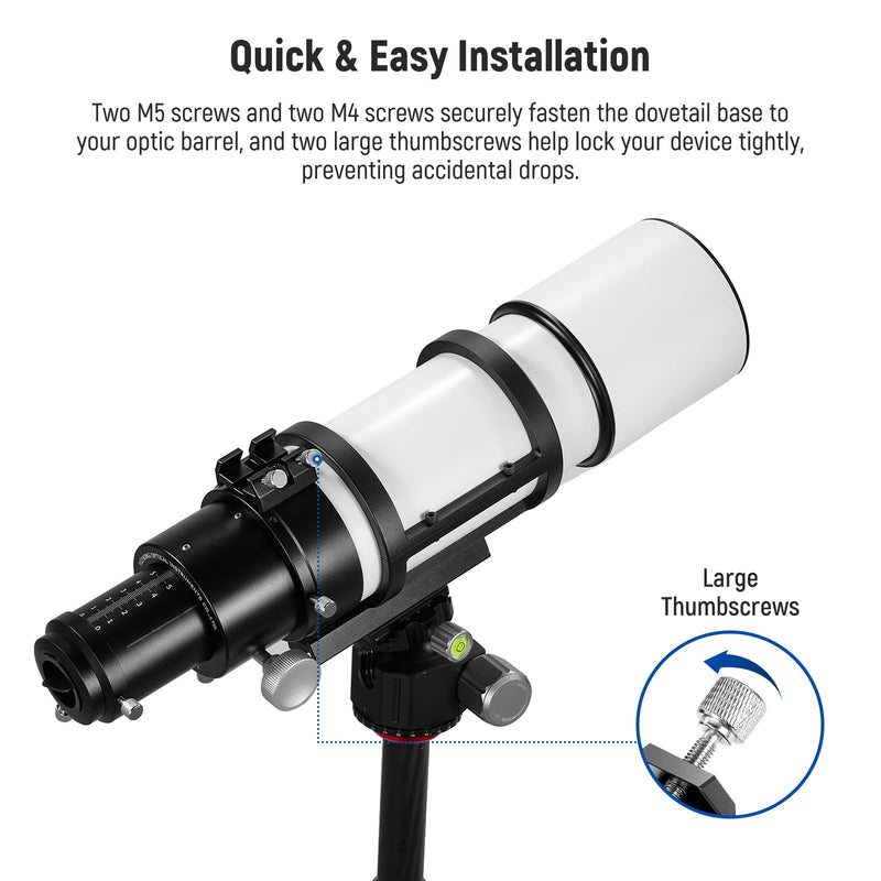  [AUSTRALIA] - NEEWER Universal Dovetail Base Telescope Mount for Finder Scope Laser Pointer, Dovetail Clamp with Two Thumbscrews, M5/M4 Screws, LS-15