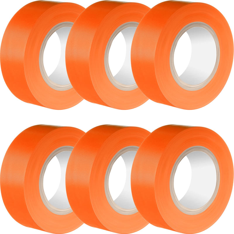  [AUSTRALIA] - 6 Pieces Flagging Tape Plastic Ribbon Multipurpose Neon Marking Tape 1 Inch Wide Non-Adhesive Tape for Boundaries and Hazardous Areas, Home and Workplace Use (Fluorescent Orange,1 Inch) Fluorescent Orange