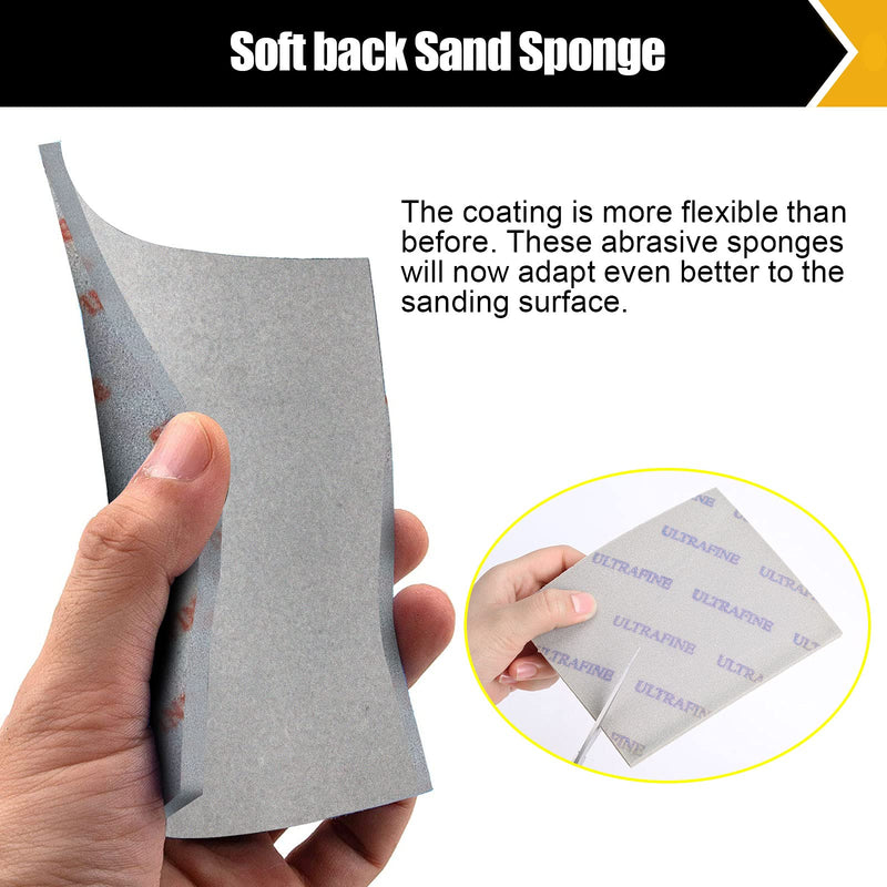  [AUSTRALIA] - BOSHCRAFT 8 Pack Sanding Sponges, Sanding Block Washable and Reusable Sanding Pads Fine/Superfine/UltrafiMicrofine Sanding Block Softback Sanding Sponge for Drywall Wood Metal 5.5”× 4.5"