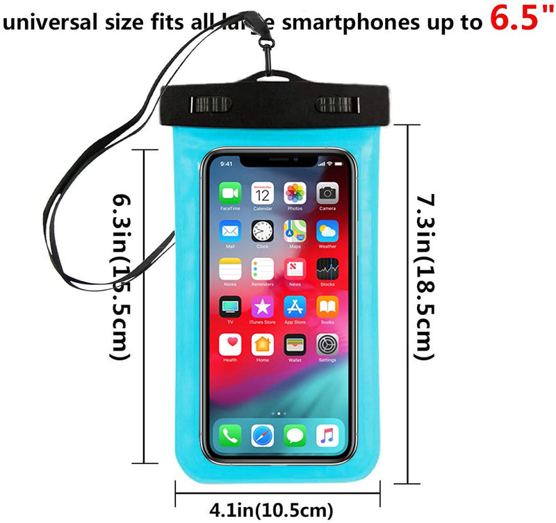  [AUSTRALIA] - 6 Pack Universal Waterproof Phone Pouch, Large Phone Waterproof Case Dry Bag IPX8 Outdoor Sports for Apple iPhone Pro XS XR XS 13 12 11 10 9 8 7 6 Plus,SE, Samsung S10 S10+ S9+ S9 S8+,Note,up to 6.5"