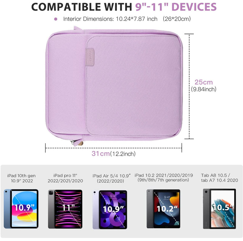  [AUSTRALIA] - TiMOVO 9-11" Tablet Sleeve Bag Carrying Case with Shoulder Strap for iPad 10.2 2021-2019, iPad 10th Generation 2022, iPad Air 5/4 10.9, iPad Pro 11 2022-2018, Galaxy Tab A8 10.5, Purple