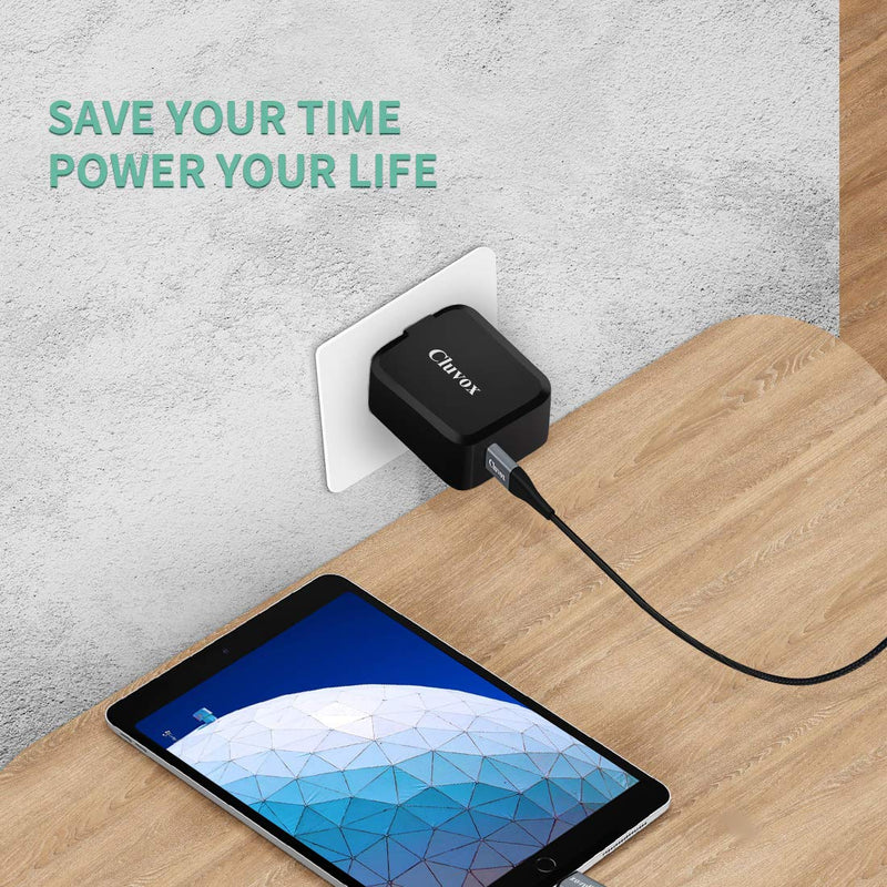  [AUSTRALIA] - Cluvox 20W Fast USB C Wall Charger with Foldable Plug& 3.3ft MFi Certified Nylon Cable Compatible for iPhone 13/12/11/Pro/Max/XS/XR/X/8/Plus, iPad 8th Gen/Mini/Air/SE 2020, Rapid PD Phone Charger