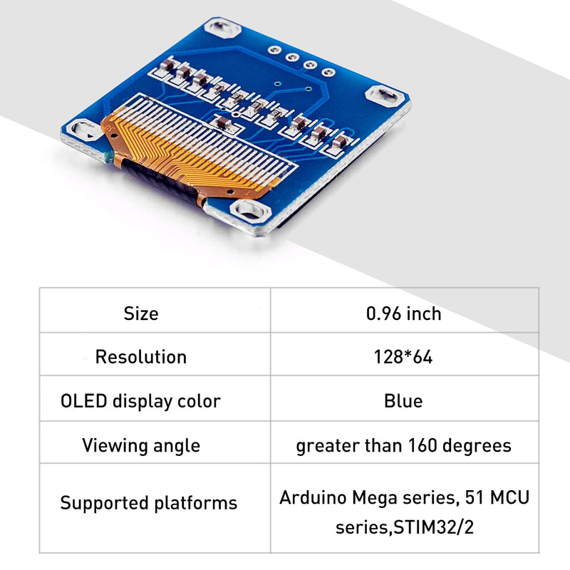  [AUSTRALIA] - YLKOVA OLED 0.96 Inch OLED Display Module IIC SSD1306 128 64 LCD Blue with Du-pont Wire 40-Pin Female to Female, I2C Serial Self-Luminous Display Board, for Ar duino UNO R3 STM