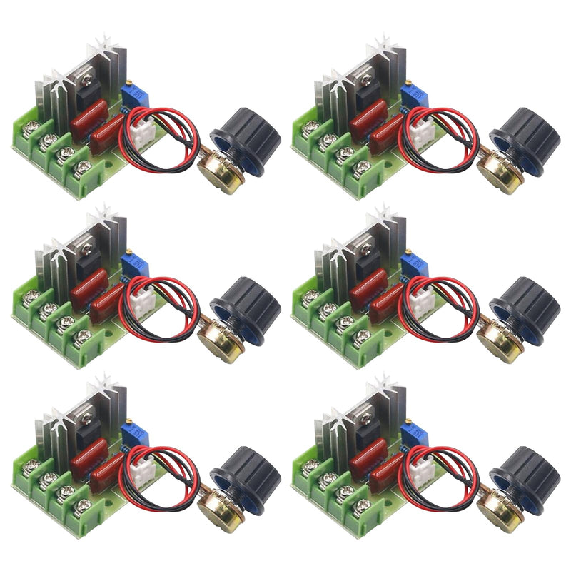  [AUSTRALIA] - Vegena Pack of 6 Speed Controller, DC Motor Speed Controller, Ac 50v-220v 25a Motor Speed Controller, 2000w Scr Voltage Regulator Adjustable DC Speed Controller Motor Speed Controller Light Dimmer