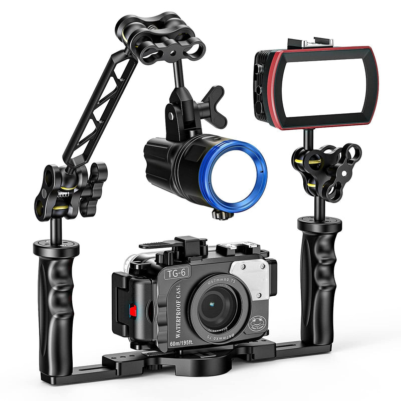  [AUSTRALIA] - Seafrogs 2 Pieces 8" Double Ball Aluminum Alloy Extension Arm, 1" Ball Head Connector Underwater Arm for Strobe/Video Light/Diving Camera Tray, Integrated Without Glue, Waterproof and Rustproof… AM-10-2PCS