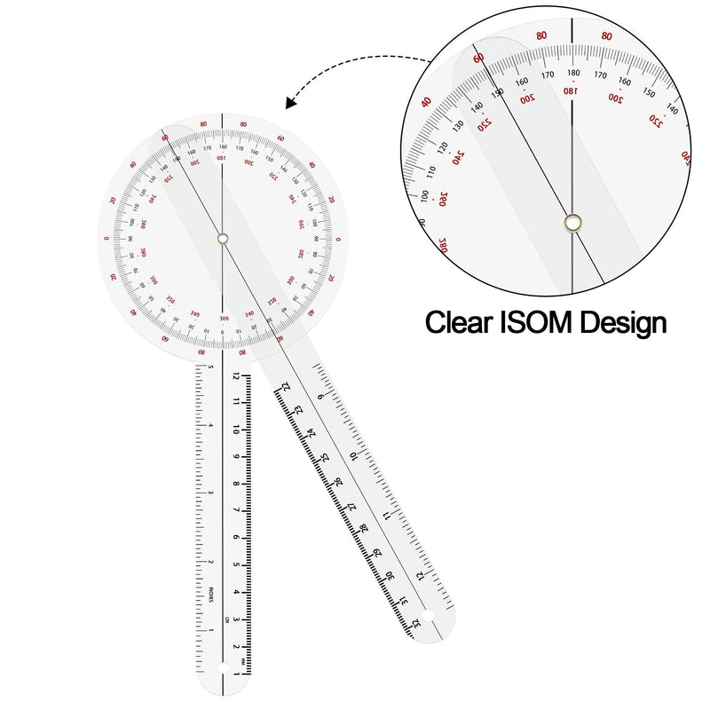  [AUSTRALIA] - OIIKI 4PCS Goniometer Set, Including Finger Goniometer, 6" Goniometer, 180 Degree 6" Goniometer, 8inch Spinal Goniometer 4PC