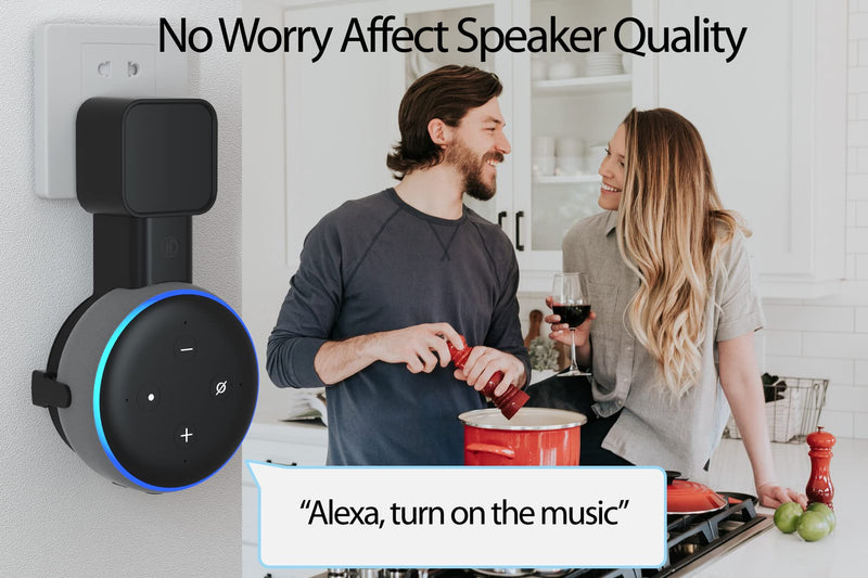  [AUSTRALIA] - Wall Mount Stand for Echo Dot 3 Holder Wall Mounts Accessories Outlet Wall Mount Holder for Smart Home Speakers Space-Saving with Built-in Cable Management, 1 Pack Black+ 1 Pack White 1 Black and 1 White