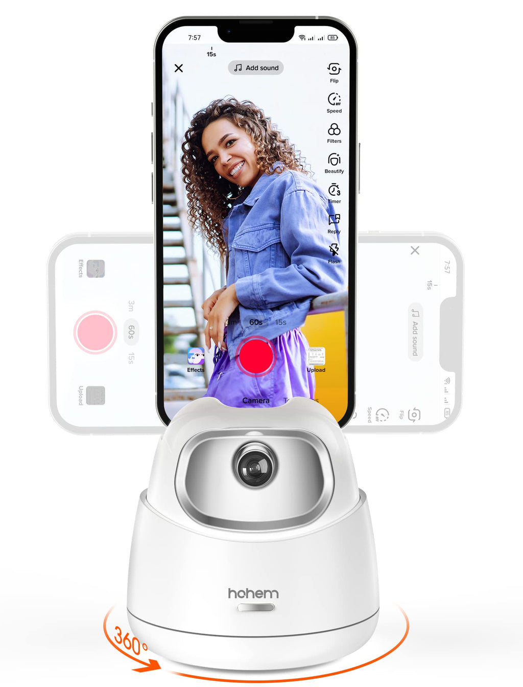  [AUSTRALIA] - Auto Face Tracking Tripod, 360° Rotation Selfie Stand for Phone & Tablet, Smart Tracking Phone Holder with Gesture Control, No App Needed, Tracking Holder for Live Vlog, Rechargeable Battery, hohem Go Auto Tracking Tripod