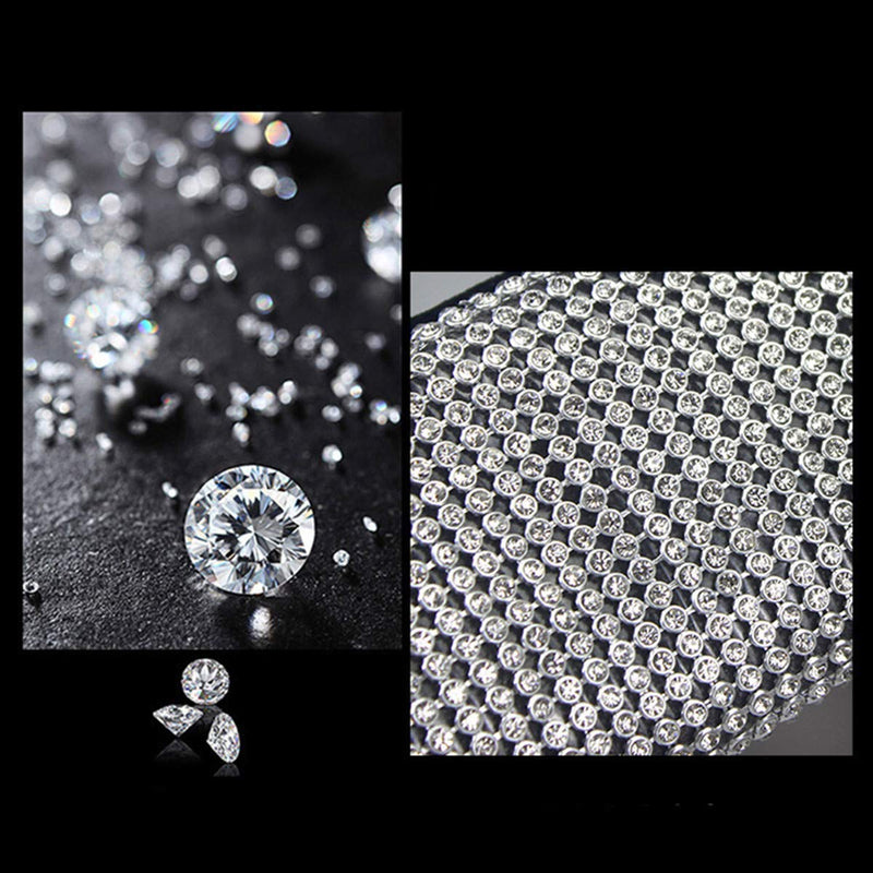  [AUSTRALIA] - KAFEEK Diamond Leather Steering Wheel Cover with Bling Bling Crystal Rhinestones, Universal 15 inch Anti-Slip, Silver Microfiber Leather White Diamond