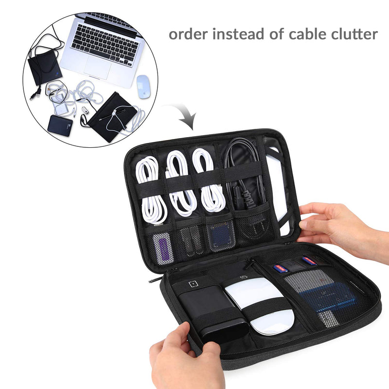 [AUSTRALIA] - BAGSMART Electronic Organizer Travel Cable Organizer Electronics Accessories Cases for 7.9拻 iPad Mini, Cables, Chargers, USB, SD Card Black