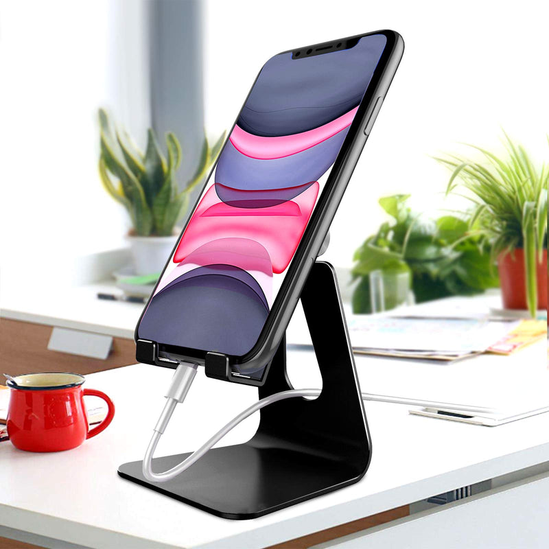  [AUSTRALIA] - Adjustable Cell Phone Stand, CreaDream Phone Stand, Cradle, Dock, Holder, Aluminum Desktop Stand Compatible with Phone Xs Max Xr 8 7 6 6s Plus SE Charging, Accessories Desk,All Mobile Phones-Black Black