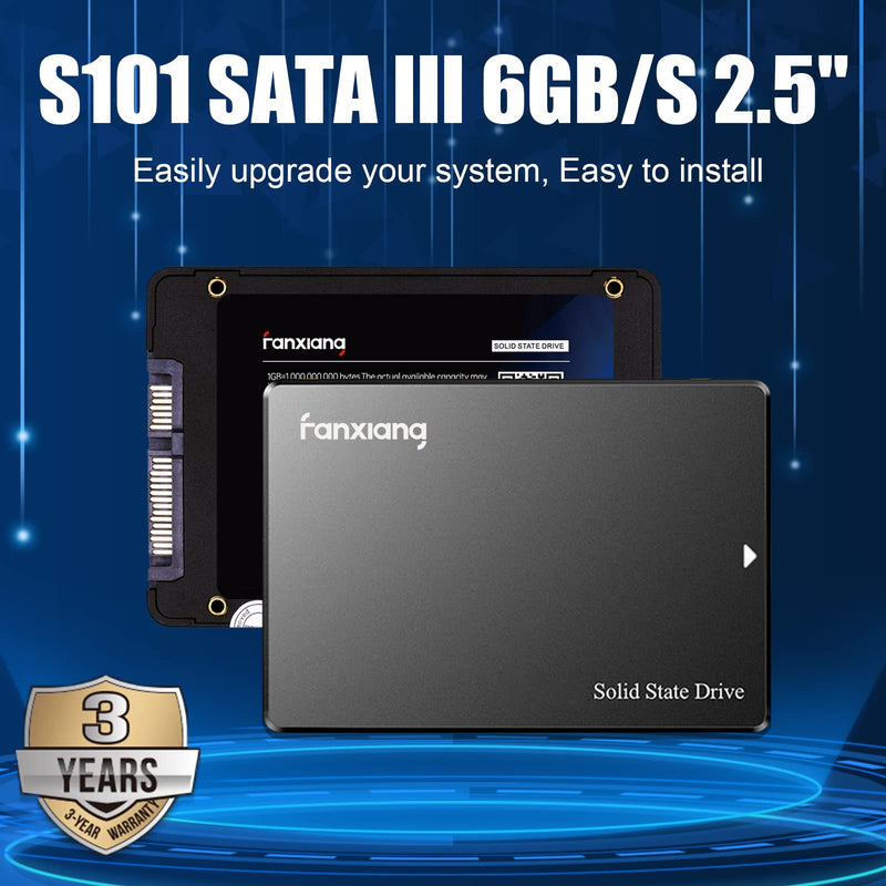  [AUSTRALIA] - Fanxiang S101 500GB SSD SATA III 6Gb/s 2.5" Internal Solid State Drive, Read Speed up to 550MB/sec, Compatible with Laptop and PC Desktops(Black) Common Model