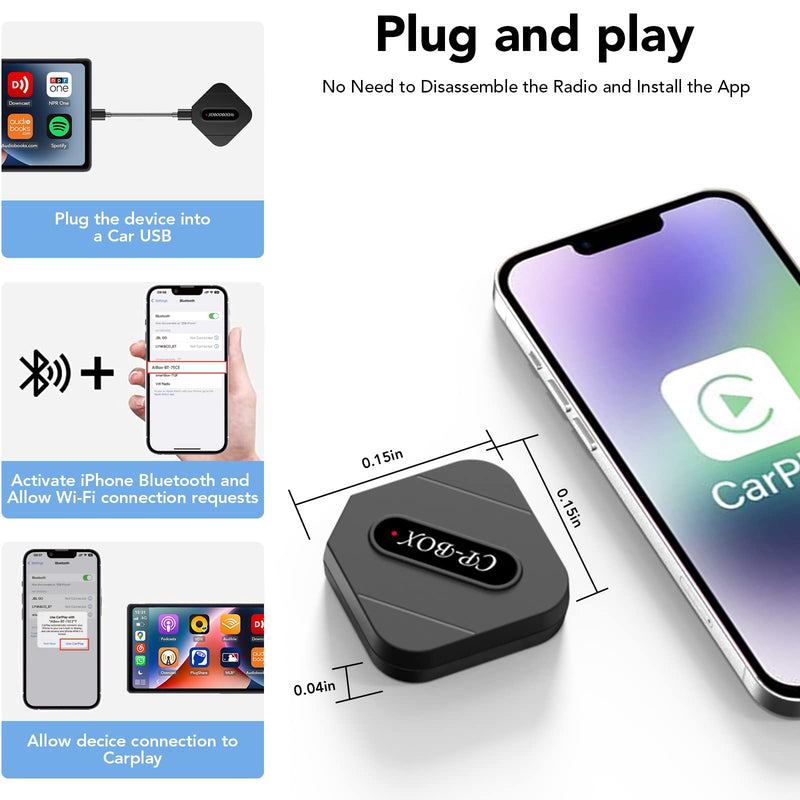  [AUSTRALIA] - 2023 Upgrade Wireless CarPlay Adapter Compatible with Apple iPhone iOS 10+ Car Play Dongle Converts 5.8GHz WiFi Plug & Play No Delay Online Update Black