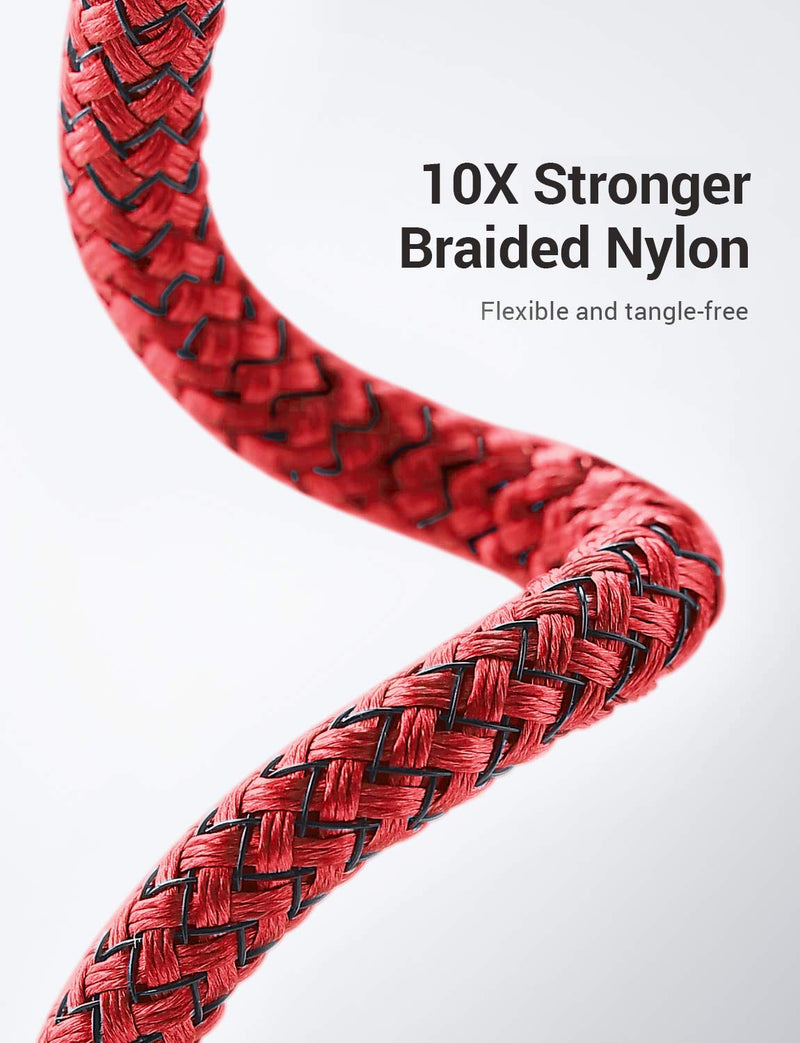  [AUSTRALIA] - (10ft / 3m) LISEN Lightning to USB-A Cable, [MFi Certified] 10 Feet Long iPhone Charger, Durable Nylon Braided Fast Charging Cord Compatible with iPhone 11/Pro/X/Xs Max/XR/8 Plus /7 /iPad-Red 10ft red