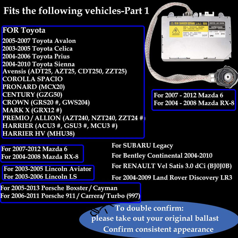 Briteye Replaces D2S D2R HID Xenon Ballast Compatible For Lexus/Toyota/Mazda #DDLT002 , 85967-50020, KDLT002, 85967-0E020, 81107-2D020 and More Silver(For D2S D2R) - LeoForward Australia